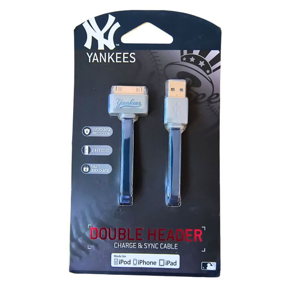 NY Yankees 30 Pin Charge Sync Cable iPhone 4 4S 3G 3GS iPad 1 2 iPod Nano 4 5 6